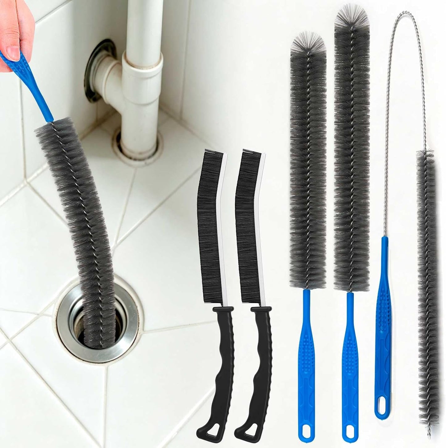 Dryer Vent Brush and Refrigerator Coil Cleaning Brush - Professional Appliance Cleaning Brush Set Dryer Vent Brush Kit with Long Handle for Lint Trap, Condenser, Radiator,grout brush for Deep Cleaning