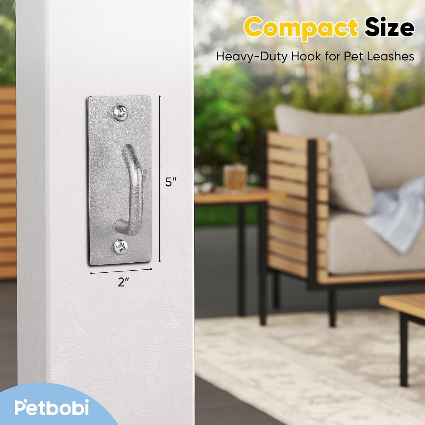 Petbobi Dog Leash Hooks for Wall - Dog Leash Holder, Stainless Steel Wall Mounted Hook, Indoor Outdoor Home & Business Use, Slim Compact & Space Saving Design