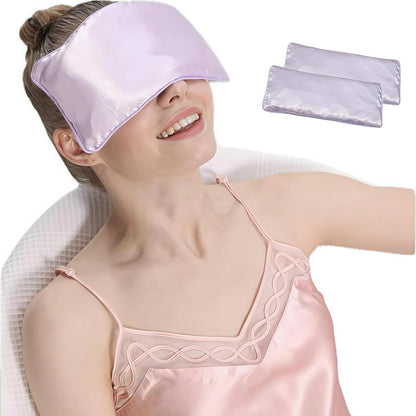 Flexseed Eye Pillow, Hot or Cold Weighted Satin Eye Mask, Microwaveable Moist Heat Eye Compress, Unscented Washable, Perfect for Sleeping, Yoga, Migraine Relief, Pack of 2(Flexseed)