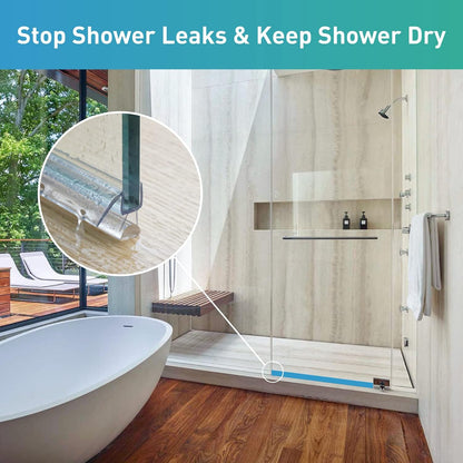 Shower Door Bottom Seal,2 PCS 3/8" x 36" | Shower Door Sweep for 3/8 Inch Glass, Frameless Glass Shower Door Seal Strip, Stop Shower Leaks and Create a Water Barrier