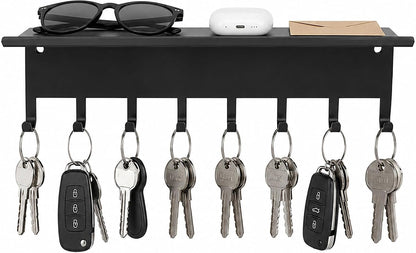 Key Holder Hooks Organizer Shelf Hanger Rack Wall Mounted Sweet Home Metal Decor Stylish and Practical for Entryway Front Door Kitchen Hallway Garage Mudroom Office Hardware Included Black