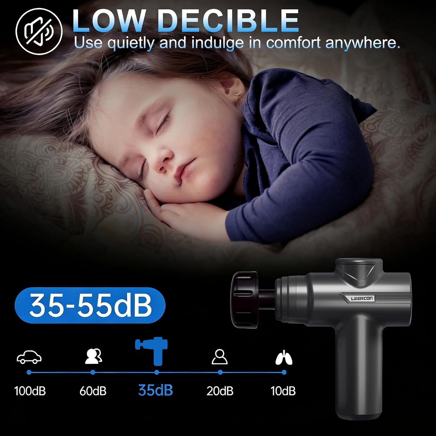 Massage Gun Deep Tissue, Silent Motor and Portable Massage Gun with 4 Interchangeable Heads for Deep Muscle Relief and Relaxation, Relax Gift