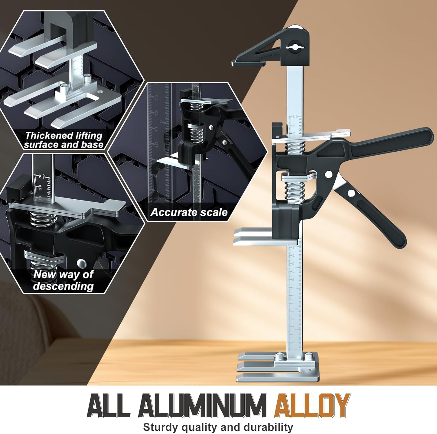 [Upgrade] Labor Saving Arm Jack 2 Pack,15.5 Inch Stainless Steel Furniture Lifts with Handbag,Hand Furniture Jack Lifter Tool for Installing Cabinets,Flooring&Windows,Load 440LBS