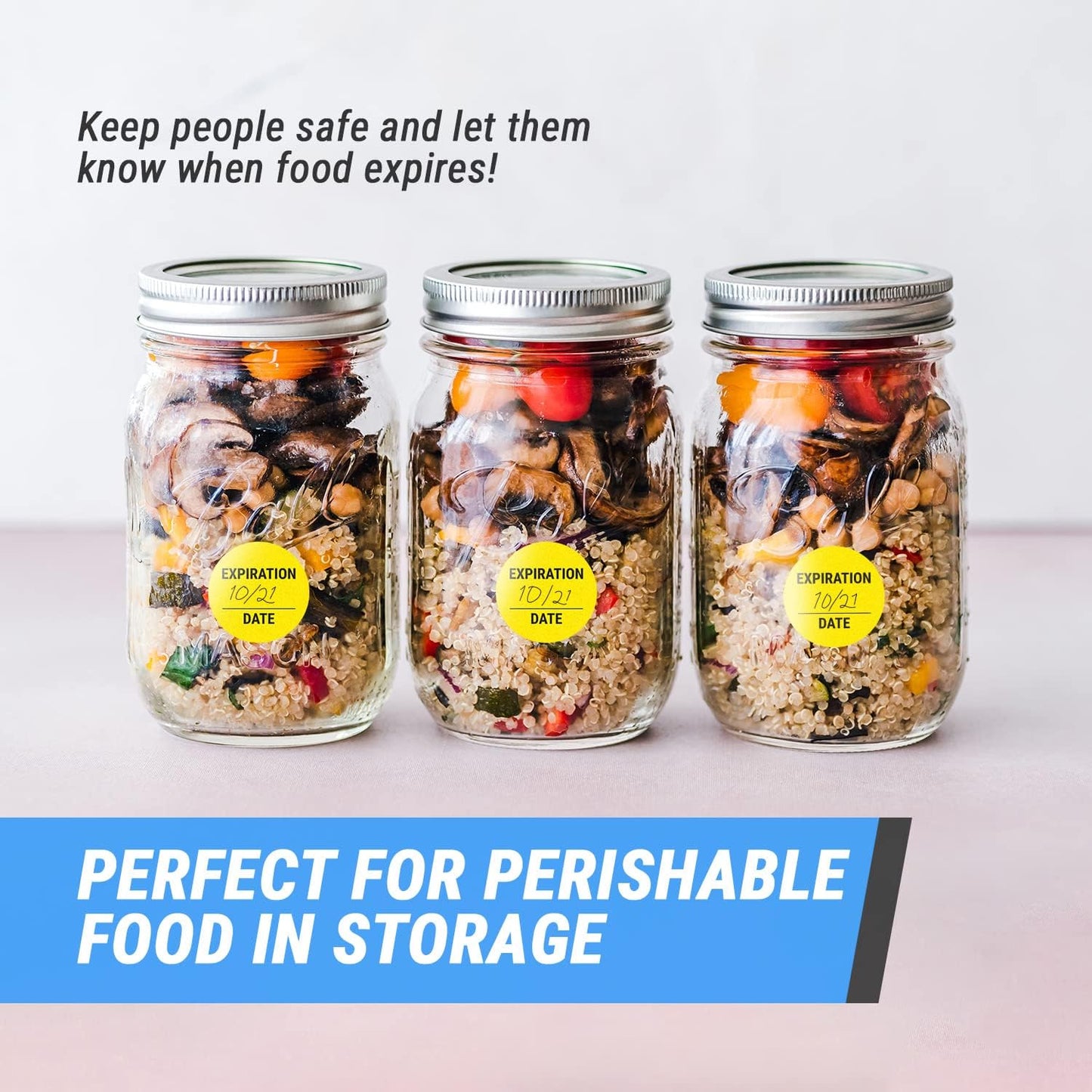 Sell By/Expiration Food Date Labels (1.5 inch, Round - 300 Labels) | Sell by Date Stickers for Food Service, Food Rotation, Best Before Prep Sticker with Writable Blank Space