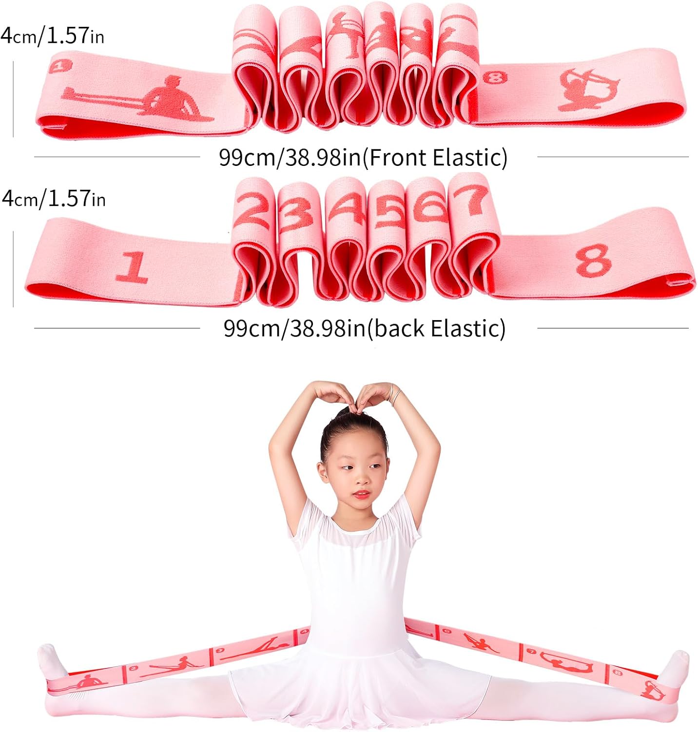 8 Loops Stretching Strap for Kids, Extended Dance Stretch Band Elastic for Ballet & Gymnastics, Children's Resistance Bands for Flexibility Training, Dance Equipment for Girls