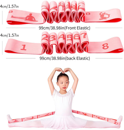 8 Loops Stretching Strap for Kids, Extended Dance Stretch Band Elastic for Ballet & Gymnastics, Children's Resistance Bands for Flexibility Training, Dance Equipment for Girls