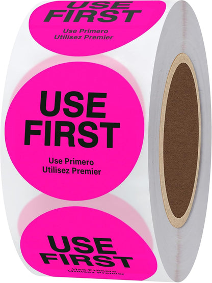 500 Pcs 1.5" Use First Stickers Small Stickers Circle Label Dot Labels Fluorescent Paper, Fluorescent Green