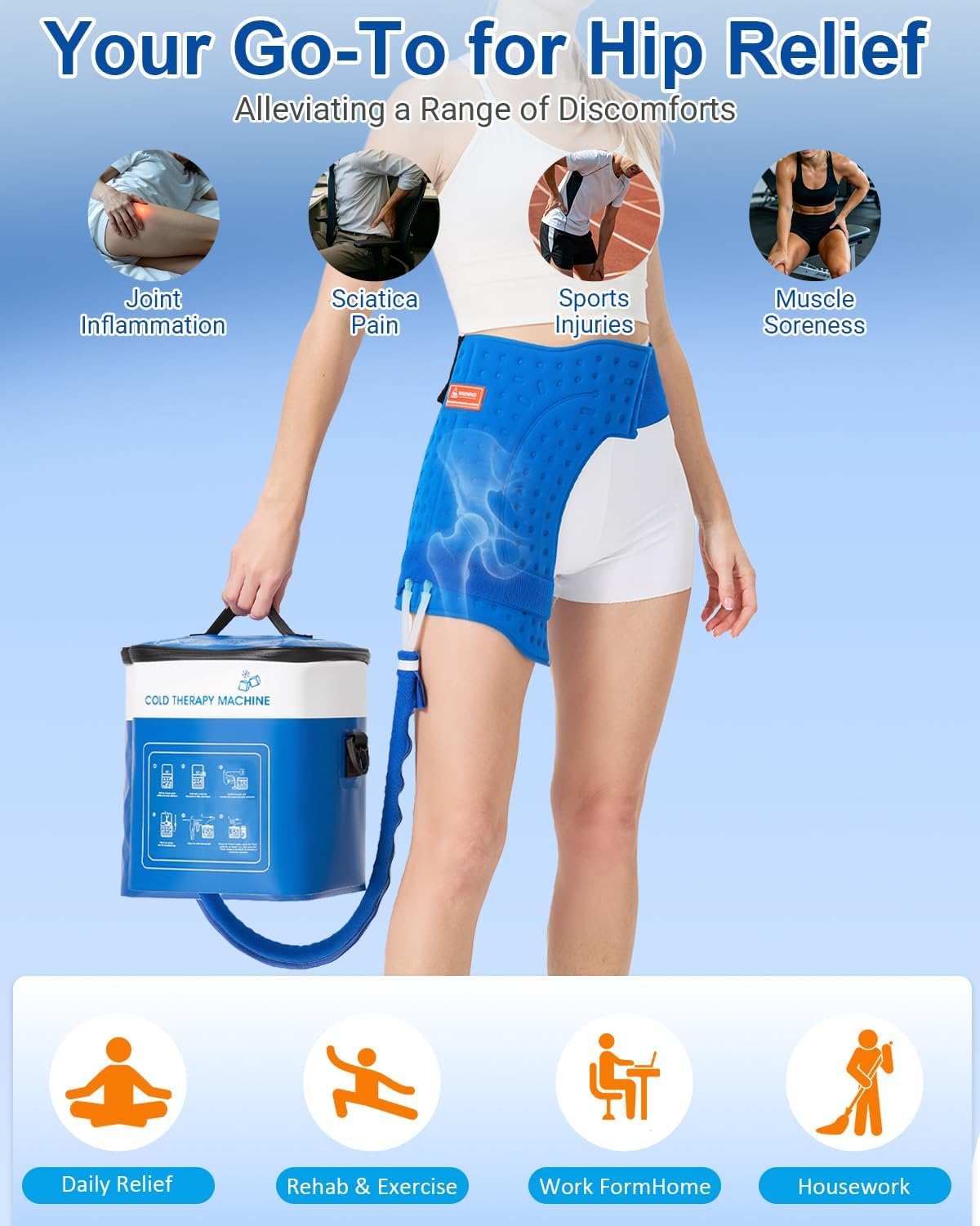 JOBYNA Leakproof Cold Therapy Knee Pad – Compatible Exclusively Ice Therapy Machine, Continuous Circulating Ice Knee Wrap for Post-Surgery Recovery, ACL, Meniscus Tear – No Gel Replacement Pad
