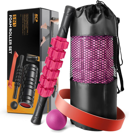 SUBCULTUREPICK 5 in1 Foam Roller Set, Trigger Point Foam Roller Deep Tissue