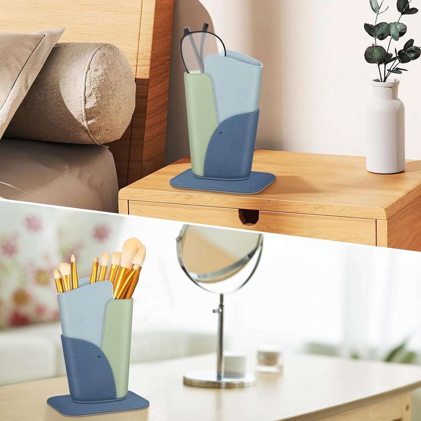 FINTIE Eyeglasses Holder, Vegan Leather Glasses Stand Case For Nightstand | Nightstand Glasses Holder, Desktop Organizer, For Glasses/Remote/Pen Storage, Small Item Storage, Anti-Scratch