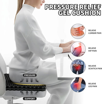 Gel Seat Cushion for Long Sitting - 16.5" x 14.5" x 2.4" (Extra Thick＆Soft)