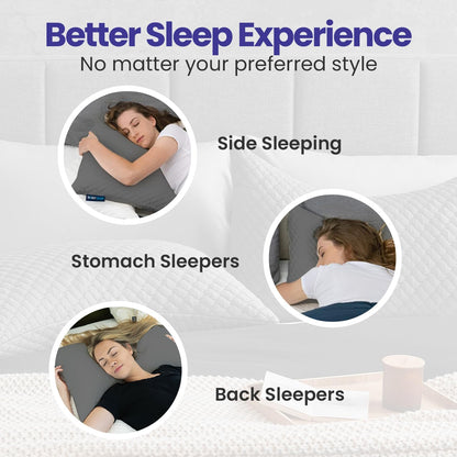 Sidney Sleep Adjustable Curved Pillows for Neck and Shoulder Support with Extra Shredded Fill - Cervical Contour Pillow for Side and Back Sleepers - Queen Size 19" x 29" CertiPUR-US Certified (White)