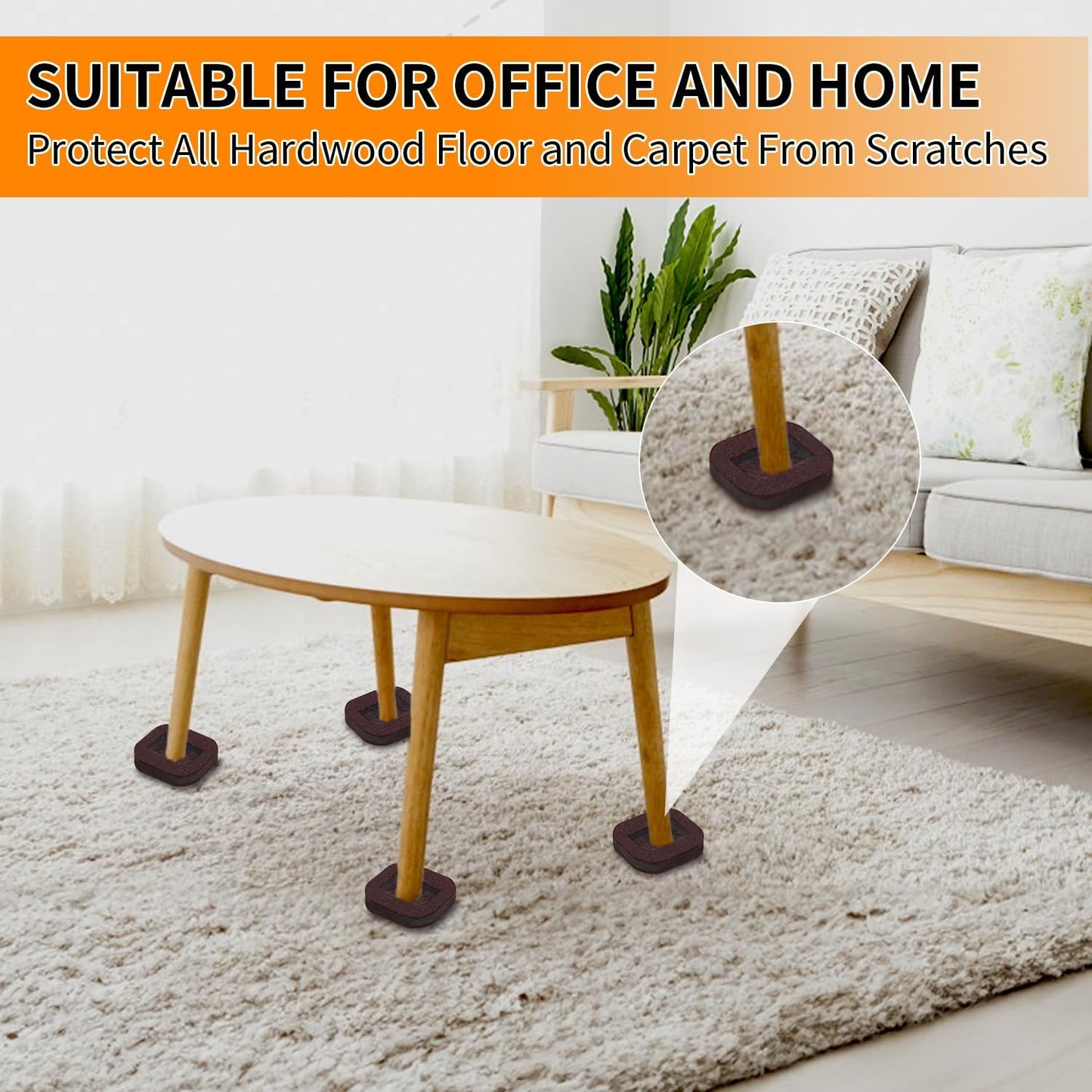 12 PCS Felt Furniture Coasters Caster Cups for Hardwood Floors, Felt Bottom Furniture Pads, Bed Office Chair Fridge Furniture Wheel Stopper to Prevent Sliding and Scratches (Black, L: 2.6" * W:1.8")