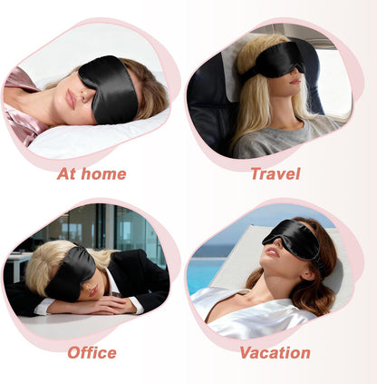 VOCOSTE 3D Silk Sleep Mask with Travel Pouch, Bean Pink