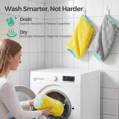 Dual Shoe Washing Machine Bag for Washer and Dryer Holds 2 Shoes (Yellow) | Reusable Laundry Shoe Bag with Microfiber Brushes, 360° Deep Cleaning, Self-Locking Zipper,Sneaker Tennis Shoe Cleaning Bag