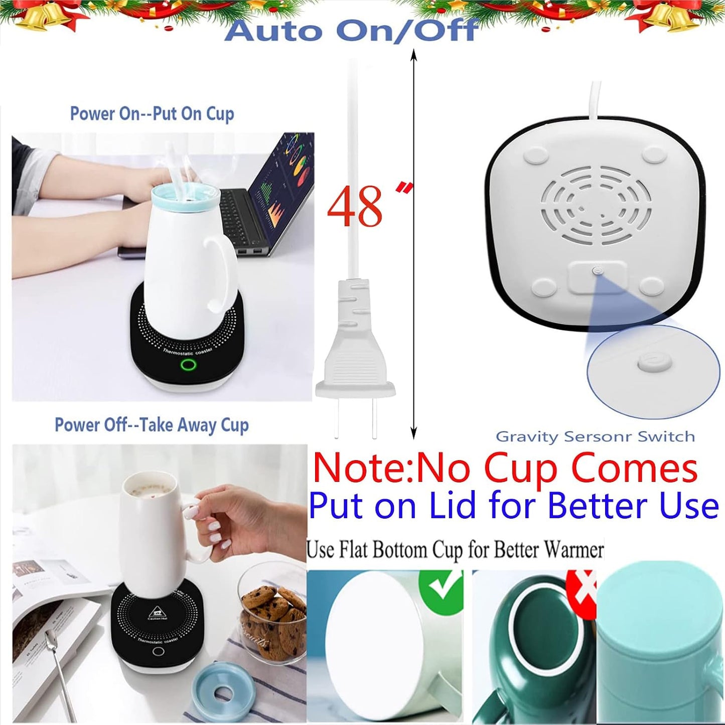 Coffee Mug Warmer for Desk with Auto Shut Off, Coffee Warmer with Auto Shut Off for Desk Office Home ((Valentines Day Coffee Gifts))