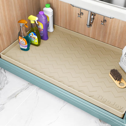 TigeJoy Under Sink Mats for Kitchen Waterproof 34" x 22", Cabinet Liner | Leak-Proof Silicone Mat Sink Protector, Kitchen Essentials Organizer and Storage,Boot or Shoe Tray, Pet Feeding Mat