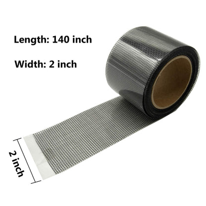 KTOJOY 2"x140" Screen Repair Kit, Door Window Screen Repair Tape Fiberglass Covering Mesh, 3-Layer Strong Adhesive and Waterproof Repair Holes Tears, Black(2" x 11.7FT)