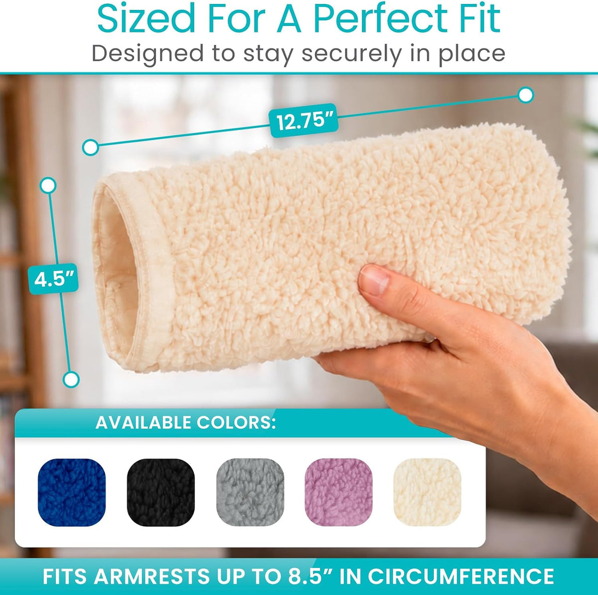 Vive Wheelchair Armrest Pads (2 PCS) - Memory Foam Sheepskin Cushion