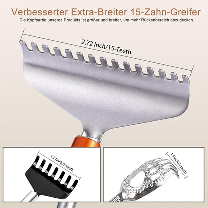 Large Back Scratcher, Body Scratcher for Adults Extendable Long 24Inch, Thick Wooden Handle Steel Massage Roller, Extra Wider Rake Claw, Sturdy Backscratchers Hand Massager Tool | Self Body Massage Tool