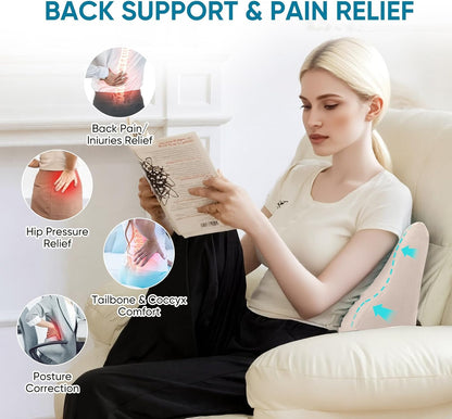 Lumbar Support Pillow for Recliner and Couch, Ergonomic Back Support Pillow | Dual-Layer Memory Foam, Soft Velvet Cover, Lower Back Pain Relief, Back Cushions for Recliner, Sofa & Gaming Chair