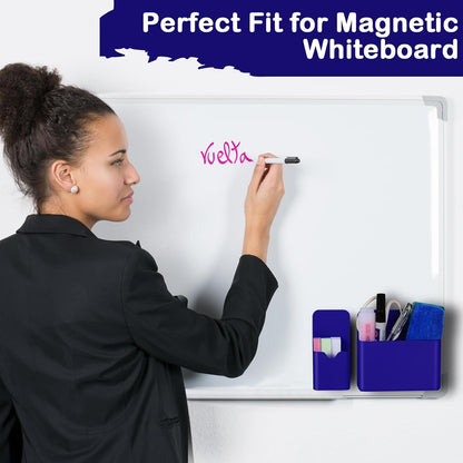 KITANIS Magnetic Pen Holder,2 Pack Magnetic Dry Erase Marker Holder with Generous Compartments,Strong Magnet Storage Marker Pen Pencil Organizer for Refrigerator,Whiteboard,Locker Accessories
