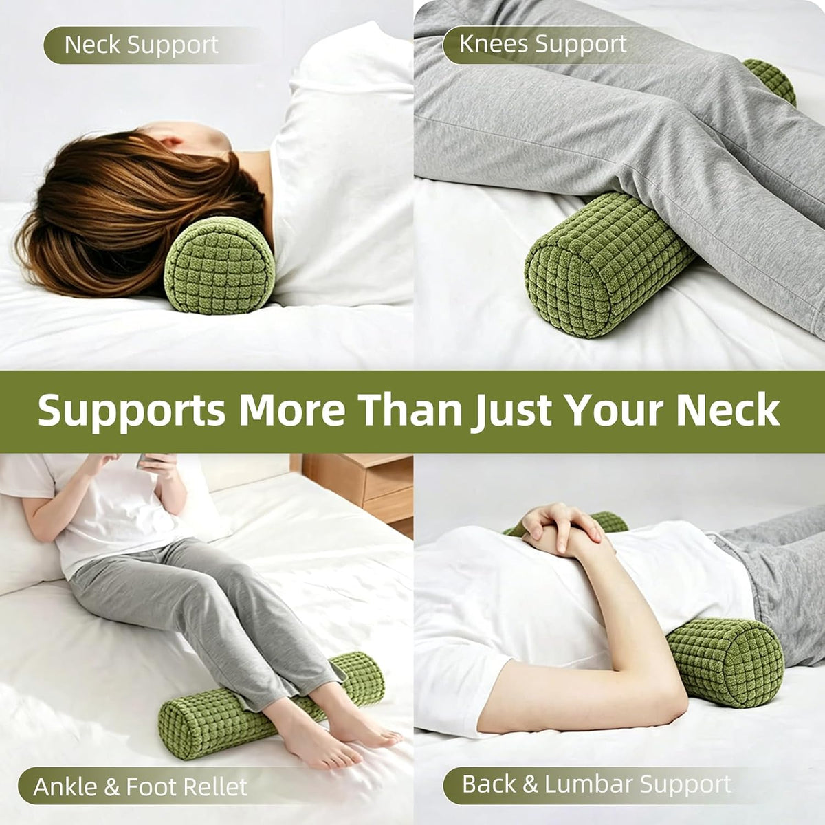 Cervical Pillow for Neck Pain, Memory Foam Neck Roll – Grey