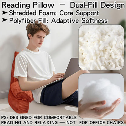 Reading Pillow for Bed with Arms, Back Support, Memory Foam（Grey Black） | Reading Pillow for Bed with High Arm Rests, Back Support Pillow for Sitting Up, Shredded Memory Foam for Reading, TV & Gaming