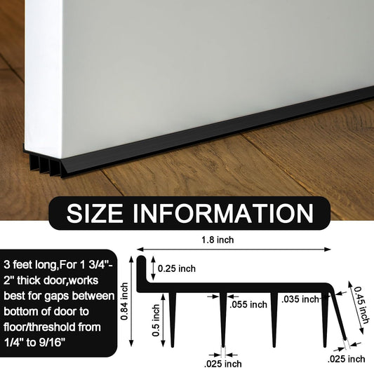 2 Pcs 3 Feet Brown Vinyl Door Bottom Adjustable Weatherstrip Door Bottom with Drip Cap Weatherproof Under Doors Seal for Gaps from 1/4'' to 9/16'' for 1 3/4'' to 2'' Thick Doors