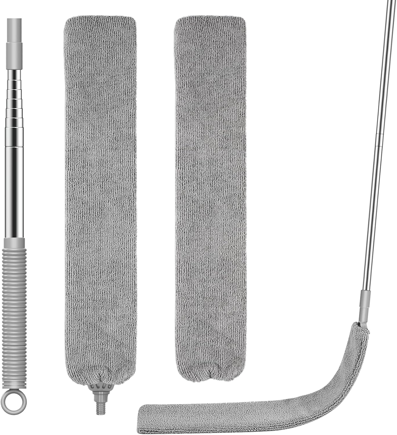 SetSail Dusters for Cleaning Retractable Gap Duster with Extension Pole | Extension Pole Long Handle, Flat Dust Cleaner, with 2 Microfiber Dusting Cloths, for Under Appliances Furniture Fridge