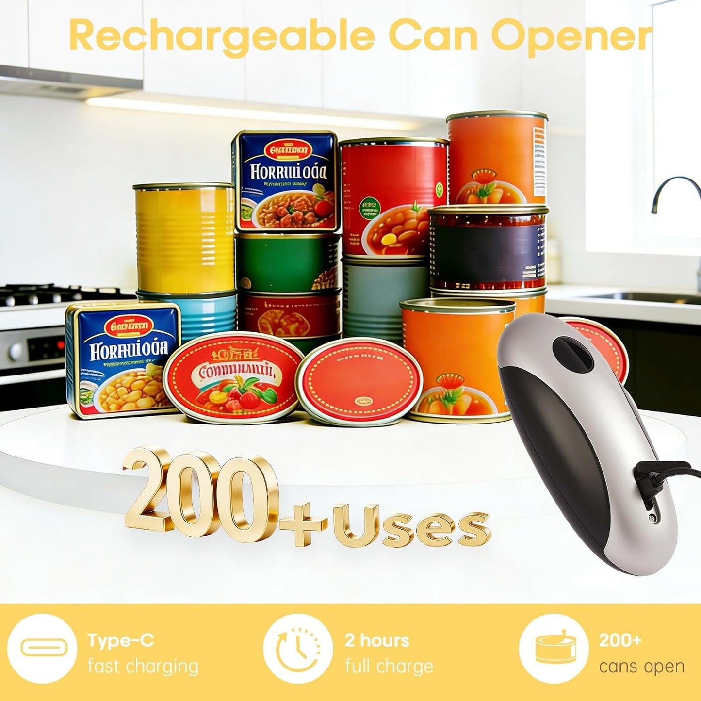 Electric Can Openers in 2026: Automatic Can Opener Electric with Rechargeable. The Can Opener Creates A Smooth Edge, Making It The Best Gift for Seniors And Kids. White