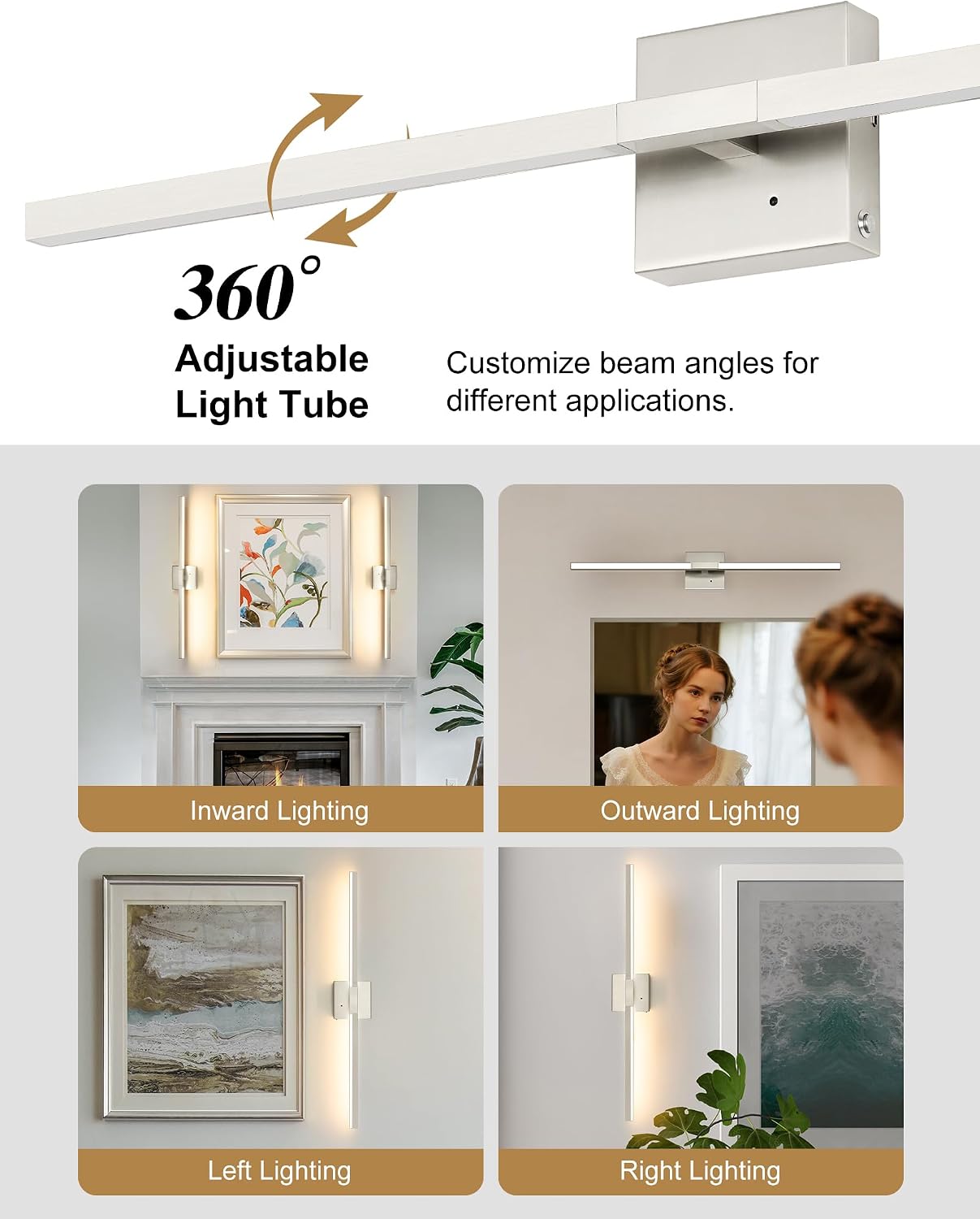 8000mAh Battery Operated Wall Sconce with Remote Control, 3000K-6000K Dimmable Black Wireless Rechargeable Wall Sconces Set of Two with Timer Function for Living Room, Bedroom, Stairwell, TV 24 Inch