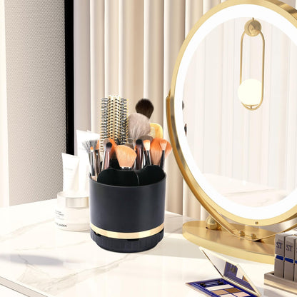GFWARE Rotating Silver Toothbrush Holder for Bathroom Organizer, Drainage | Detachable 6 Slots Kids Electric Toothbrush and Toothpaste Holder, Bathroom Countertop Sink Storage Caddy