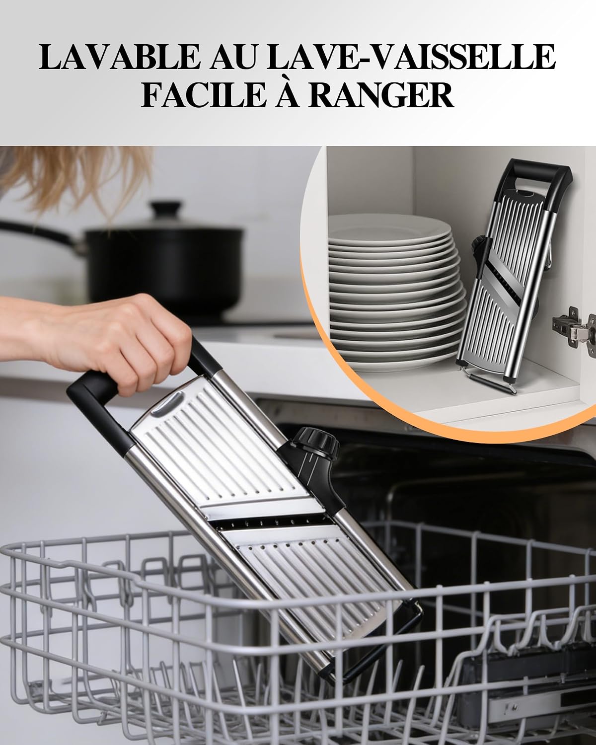 MASTERTOP Mandoline Slicer, 5 in 1 Mandoline Food Slicer, Dishwasher Safe | Stainless Steel Mandoline Slicer, Adjustable Vegetable Slicer for Fruit, Cheese, Send Cut Proof Gloves & Cleaning Brush