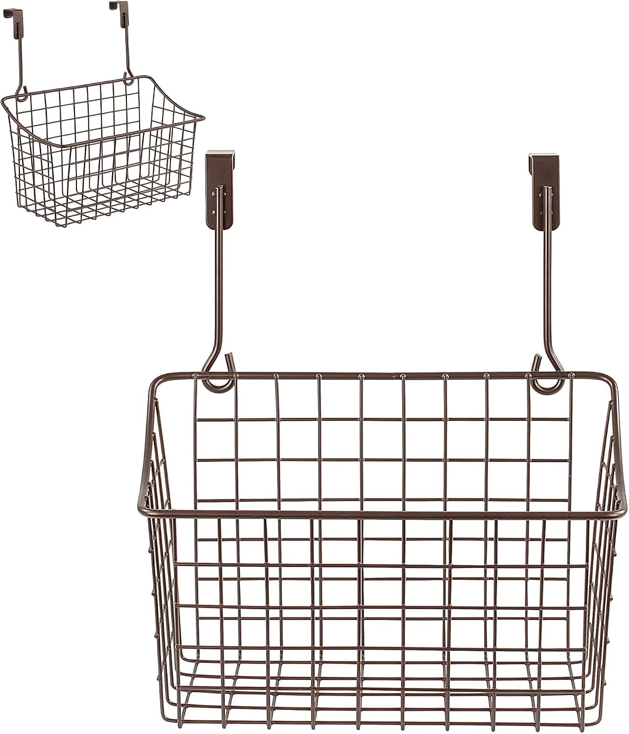 Spectrum Hanging Baskets for Organizing (Large, Satin Nickel) - Grid Over the Cabinet Wire Basket for Kitchen or Bathroom - Door Hanging Storage Organizer for Cleaning Supplies, Washcloths, & Towels