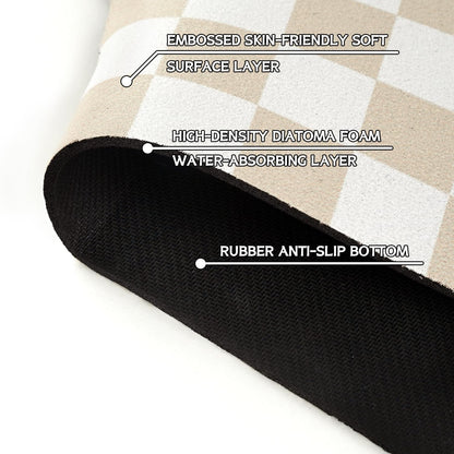 Light Brown White Checkered Kitchen Sink Splash Guard Faucet Mat,Faucet Non-Slip Absorbent Mat,Farmhouse Sink Splash Guard Behind Faucet for Kitchen Bathroom, 15"x5.5"