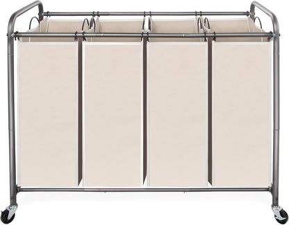 STO STO Laundry Sorter 3 Section, 3 Bag Clothes Hamper, Rolling Laundry Cart Basket with Heavy Duty Lockable Wheels and Removable Bag for Laundry Room, Bedroom, Closet, Black