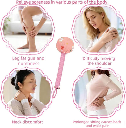 Wormwood Mugwort Massage Hammer 26cm, Manual Lymphatic Drainage Tool, Handheld Percussion Massager for Full Body Muscle Tension Relief (1, Pink)