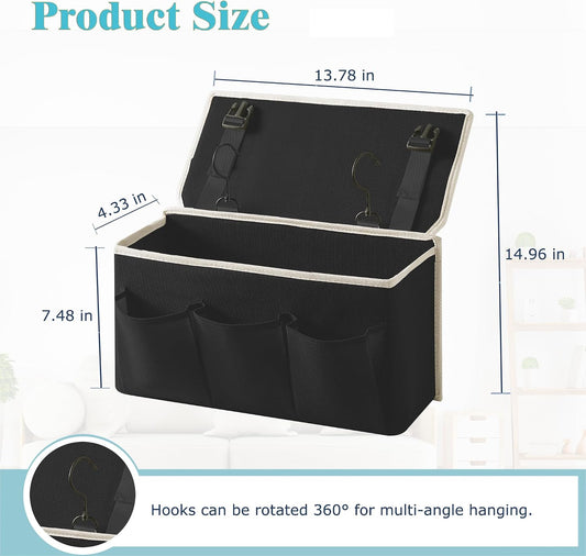 Bedside Caddy/Bedside Storage Organizer Hanging Bag with Three Options,Suitable for home beds, sofas, and dormitory beds—can hold magazines, books, phones, iPads, remote controls. (Gray)