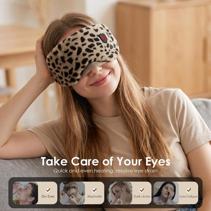Heated Eye Mask for Dry Eyes, Cordless Warm Eye Compress for Travel, Styes & Chalazion, Blepharitis & MGD, 1500mAh Rechargeable Battery 3 Temperature Modes & Timed Shutdown, Washable Cover(Pattern2)