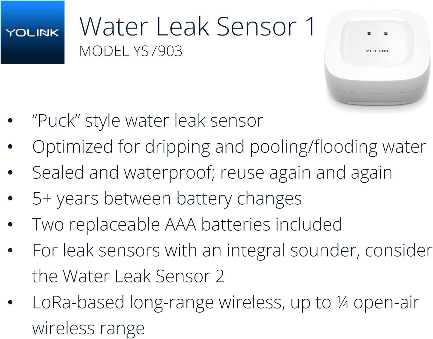 YoLink Water Leak Starter Kit: Hub + 6 Leak Sensor 1 (Silent), LoRa Long-Range, App/SMS/Email Alerts, D2D Offline Triggers, 2 AAA Up to 5-Year Battery, Compatible with Alexa/IFTTT/Home Assistant