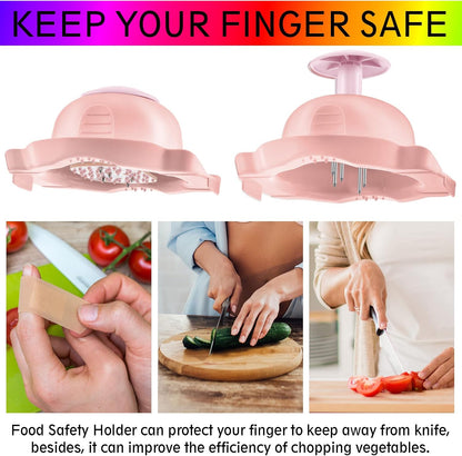Mudder 2 Pcs Pink Mandoline Slicer Finger Guard, Dishwasher Safe for Slicing & Grating, Cut Resistant Hand Guard for Mandolin Slicer, Box Grater, Peeler, V-slicer - Fits Vegetable, Fruit, Hard Cheese