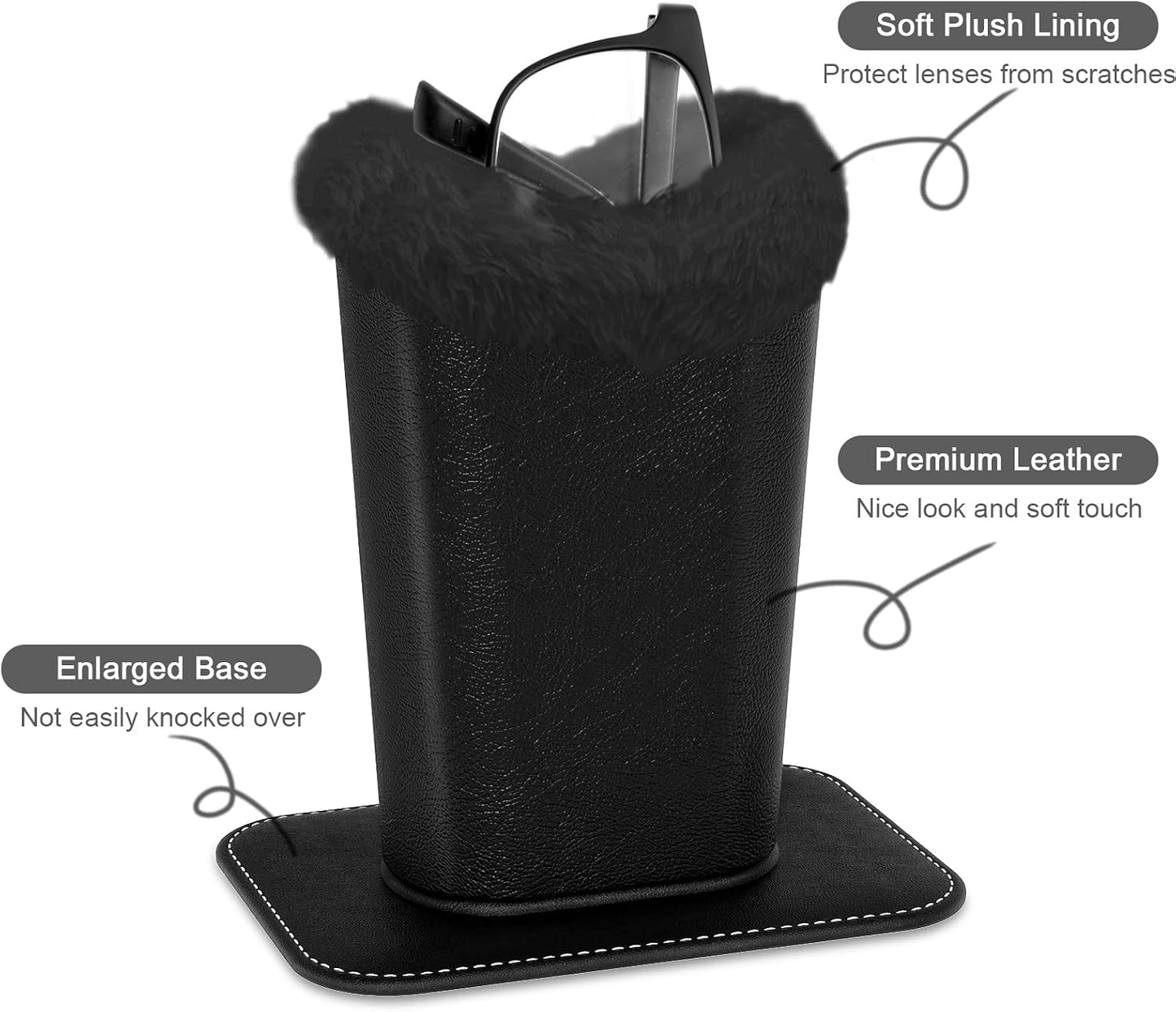 Eyeglasses Holder,Plush Lined PU Leather Pattern Stand Case with Magnetic Base,Unisex for Women Men