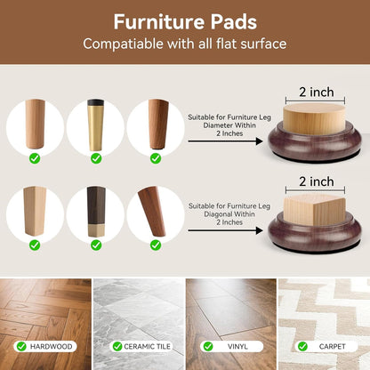 Piano Caster Cups Furniture Pads Upright Piano Caster Cups Wood Coasters Cups Floor Protectors for Furniture Furniture Floor Protectors (Walnut, 4)