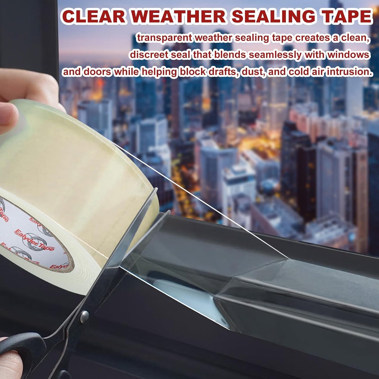 3 Inch x 90 Ft Transparent Window Weather Sealing Tape, Clear Window Draft Isolation Sealing Film Tape, Window Insulation Surface-Safe for Doors Gap Sealing, No Residue, Easy to Remove