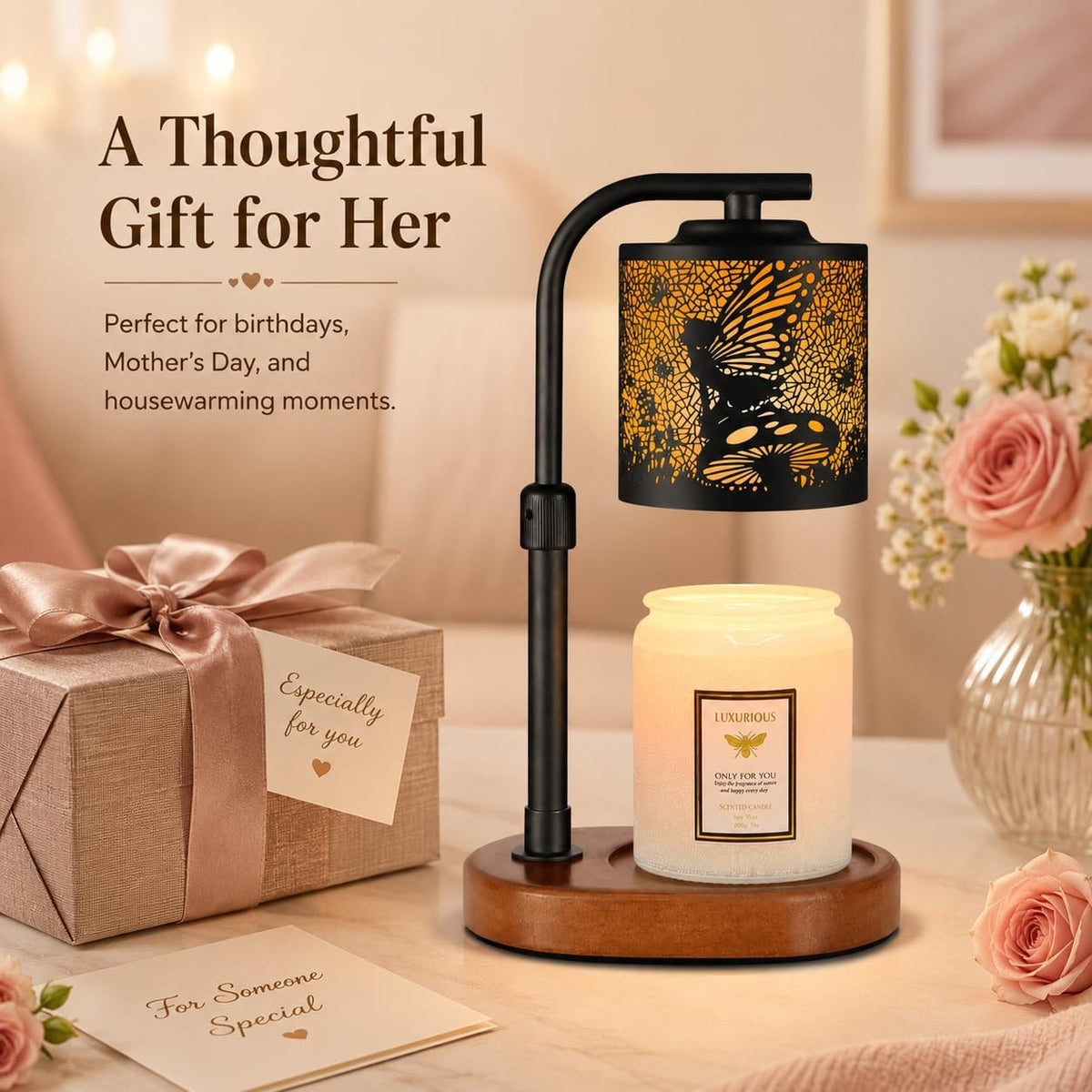 kobodon Candle Warmer Lamp with Timer Dragonfly Electric Candle Lamp Warmer