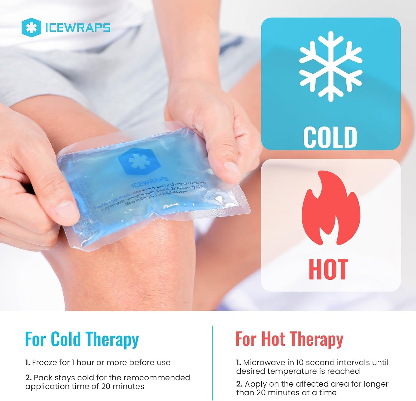 ICEWRAPS Reusable Ice Packs Compact 3 x 5 in, Soft Cooling, Pack of 6 | Hot or Cold Use, Puncture Resistant, Ice Pack for Everyday Comfort, Multi Use Gel Design, FSA-HSA Eligible