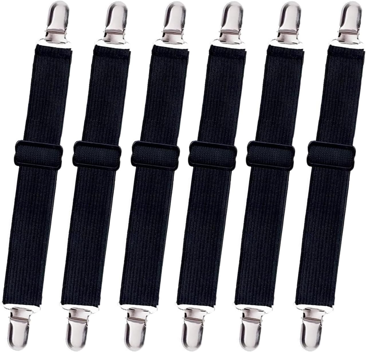 10 pcs Adjustable Bed Sheet Straps,Bed Sheet Clips, Elastic Bed Fitted Sheet Holder from 14 to 47 Inch,Couch/Sofa Cover Straps,Sheet Fastener Suspenders,Fitted Sheet Straps Clips,White