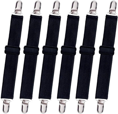 10 pcs Adjustable Bed Sheet Straps,Bed Sheet Clips, Elastic Bed Fitted Sheet Holder from 14 to 47 Inch,Couch/Sofa Cover Straps,Sheet Fastener Suspenders,Fitted Sheet Straps Clips,White