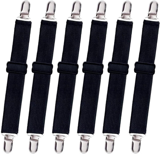 10 pcs Adjustable Bed Sheet Straps,Bed Sheet Clips, Elastic Bed Fitted Sheet Holder from 14 to 47 Inch,Couch/Sofa Cover Straps,Sheet Fastener Suspenders,Fitted Sheet Straps Clips,White
